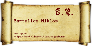 Bartalics Miklós névjegykártya