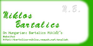 miklos bartalics business card